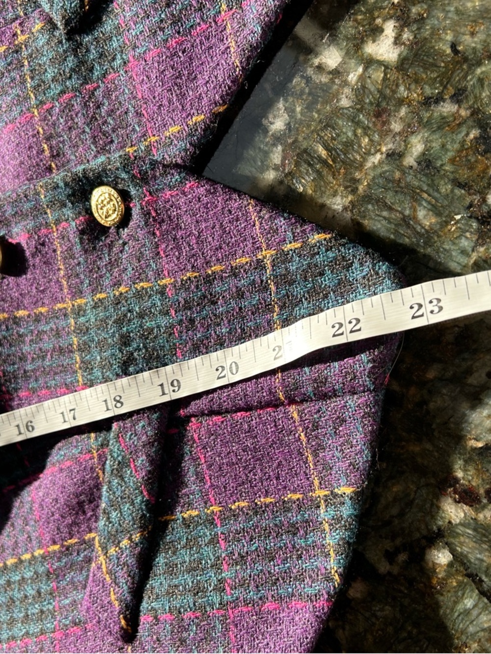 Vintage Lucia Wool Blend Tartan Plaid Vest. Gold buttons. Dark academia. Retro - Picture 7 of 7